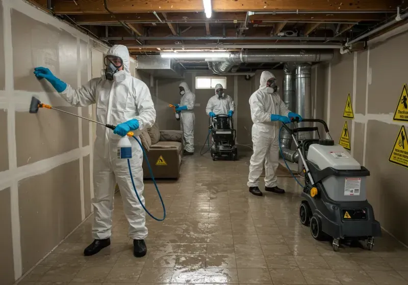 Basement Moisture Removal and Structural Drying process in Cambridge, OH